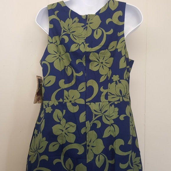 Hilo Hattie Sun Dress 10 Blue Green Floral Hawaii - Picture 3 of 8